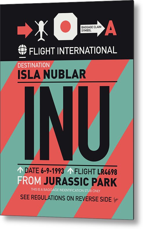 Jurassic Metal Print featuring the digital art No003 MY Isla Nublar Luggage Tag Poster by Chungkong Art