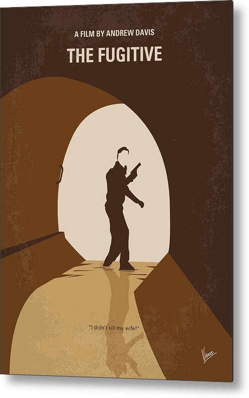 The Fugitive Metal Print featuring the digital art No1206 My THE FUGITIVE minimal movie poster by Chungkong Art