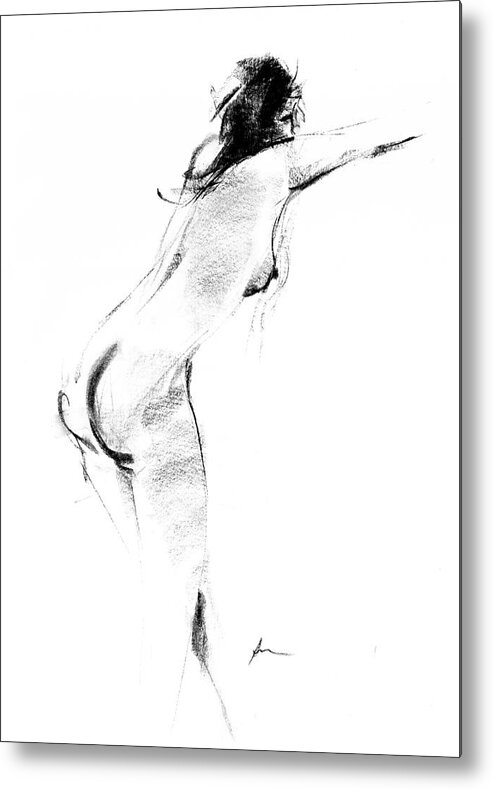 Nude Metal Print featuring the drawing Nude 012 by Ani Gallery