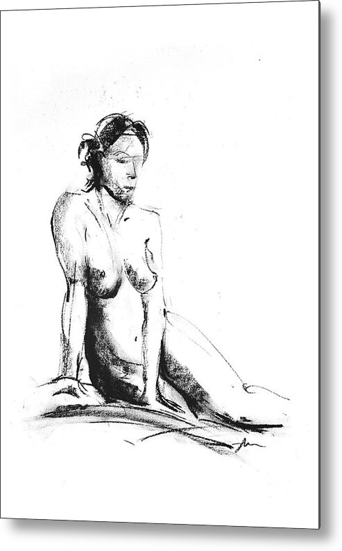 Nude Metal Print featuring the drawing Nude 018 by Ani Gallery