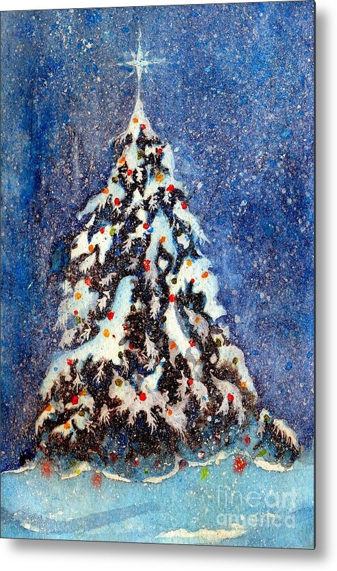 Christmas Tree Metal Print featuring the painting Oh Christmas Tree by Janine Riley