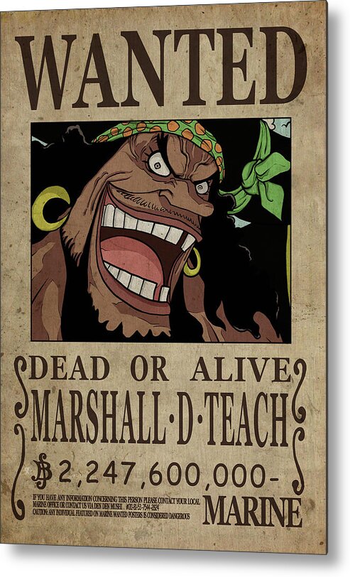 One Piece Wanted Poster - LUFFY Metal Print by Niklas Andersen