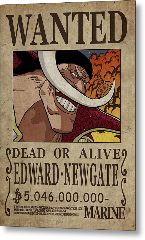 One Piece Wanted Poster - WHITEBEARD Metal Print