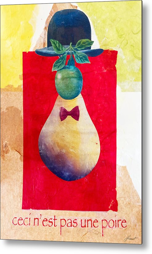 Magritte Metal Print featuring the mixed media Pas une poire by Jessica Levant