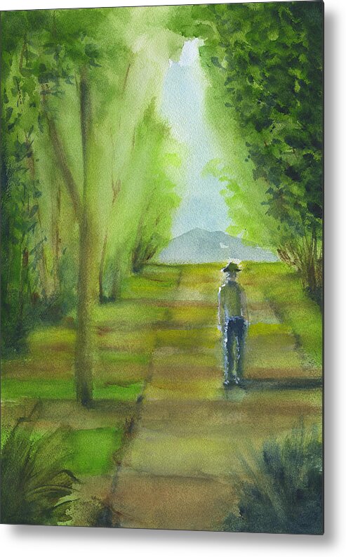 Pausing On The Path Metal Print featuring the painting Pausing On The Path by Frank Bright