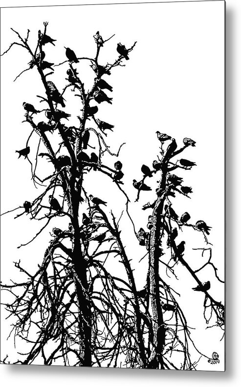 Tree Metal Print featuring the digital art Pigeon Tree by Gary Olsen-Hasek