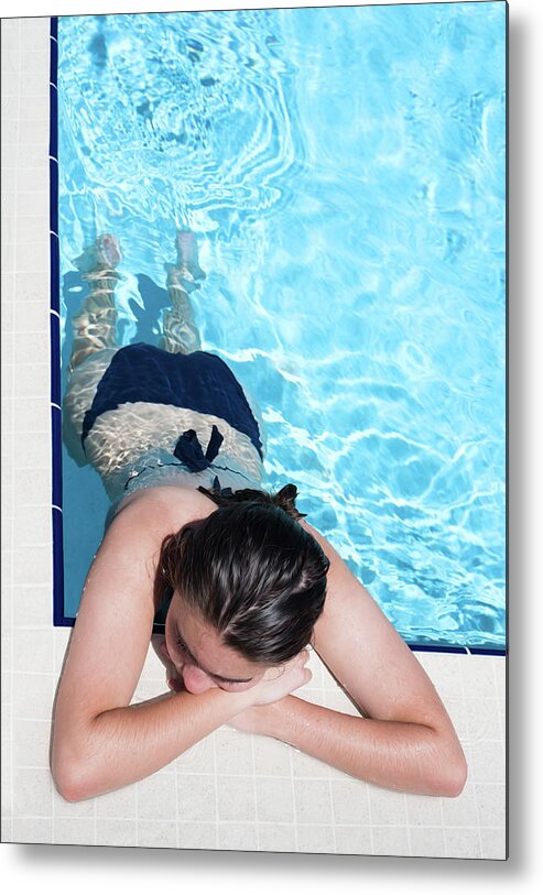Swimming Pool Metal Print featuring the photograph Poolside by Laura Fasulo
