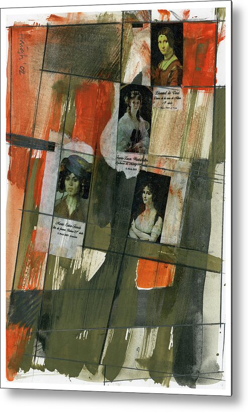 Collage Metal Print featuring the painting Portrait de Femmes by Paul HAIGH