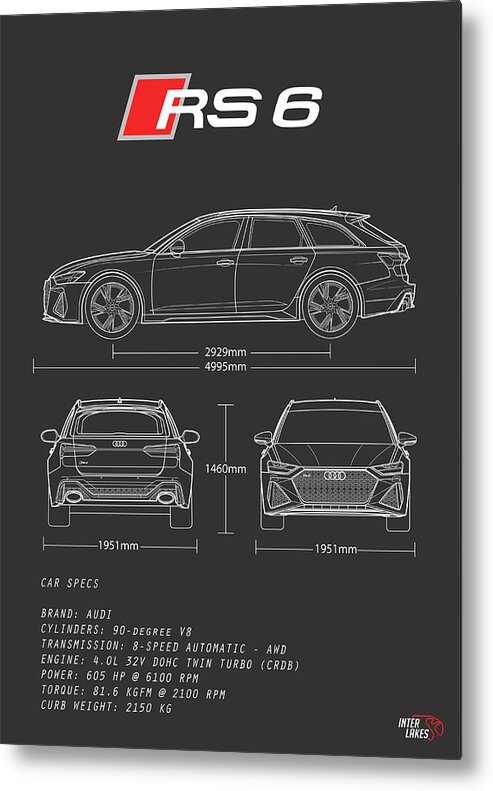 Poster Audi Rs6 Avant C8 Metal Print by Interlakes - Pixels