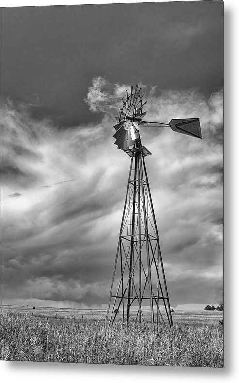 Prairie Metal Print featuring the photograph Prairie Windmill by Bob Falcone