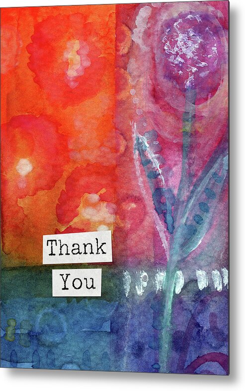Thank You Metal Print featuring the mixed media Pretty Thank You Floral- Art by Linda Woods by Linda Woods
