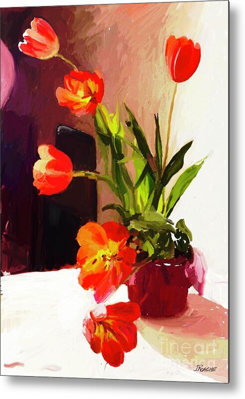 Flowers Metal Print featuring the digital art Red Flowers by Joe Roache