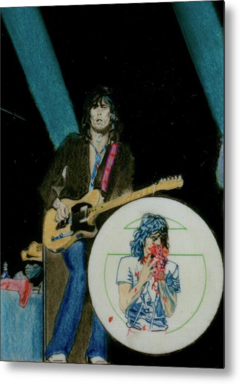 Colored Pencil Metal Print featuring the drawing Rolling Stones Live - Keith Richards And Mick Jagger - detail by Sean Connolly