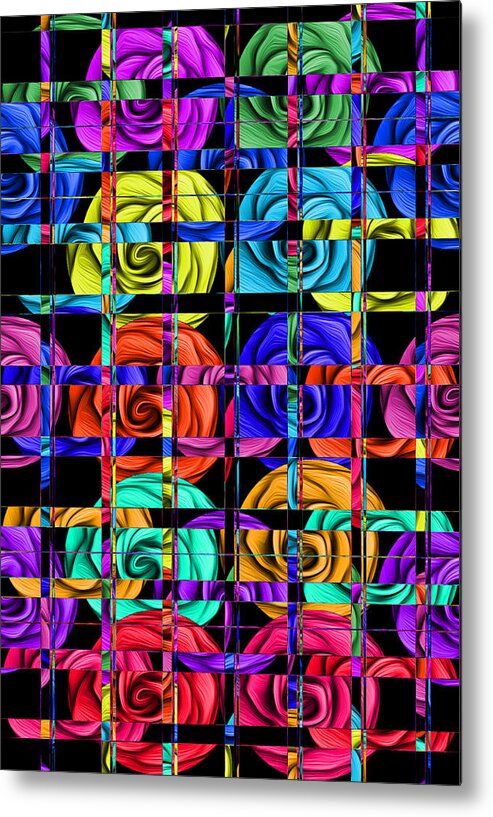 Abstract Metal Print featuring the digital art Rose Trellis Abstract by Ronald Mills