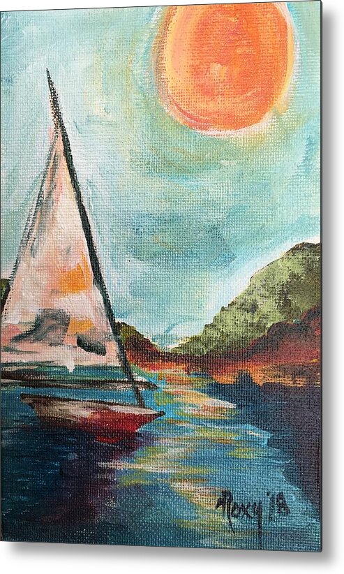 Sailboat Painting Metal Print featuring the painting Sail by Catalina by Roxy Rich