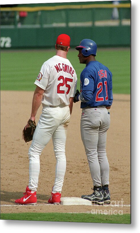St. Louis Cardinals Metal Print featuring the photograph Sammy Sosa and Mark Mcgwire by Icon Sports Wire