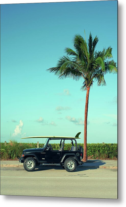Surfer Metal Print featuring the photograph Saturday Surfer Jeep by Laura Fasulo