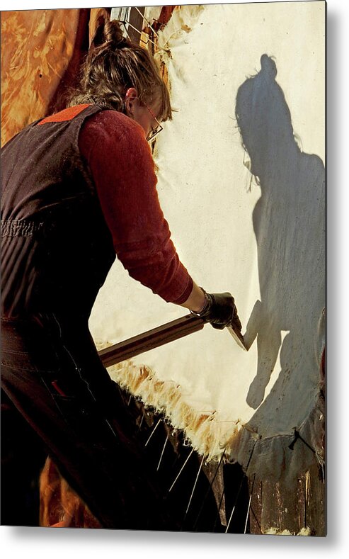 Native American Metal Print featuring the photograph Scraping with Spirit by Nancy Griswold