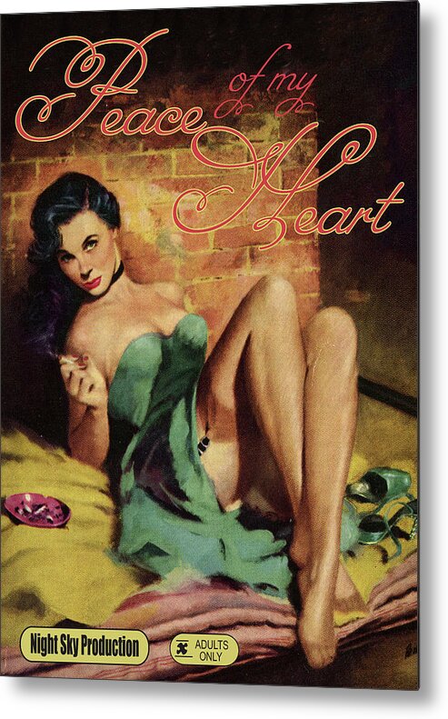 Sexy Girl Metal Print featuring the digital art Sexy Pinup Smoking Girl by Long Shot