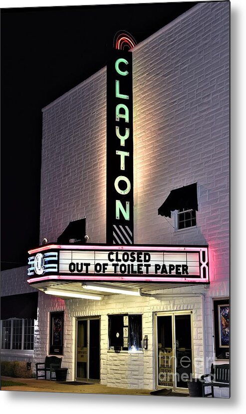 Clayton Theater Metal Print featuring the photograph Sign of the Times by Kim Bemis