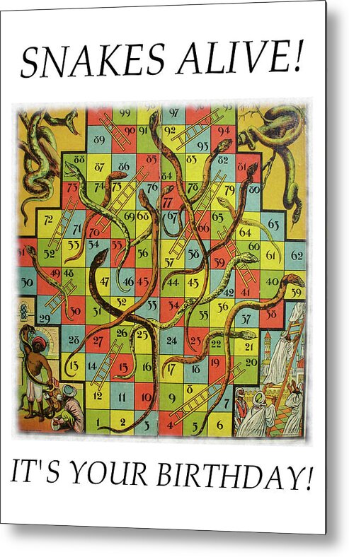 Snakes Alive Metal Print featuring the mixed media Snakes Alive Birthday by Richard Reeve
