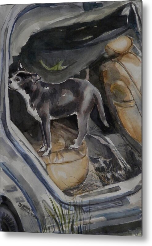 Stray Dog Metal Print featuring the painting Sneaky at Home by Martha Tisdale