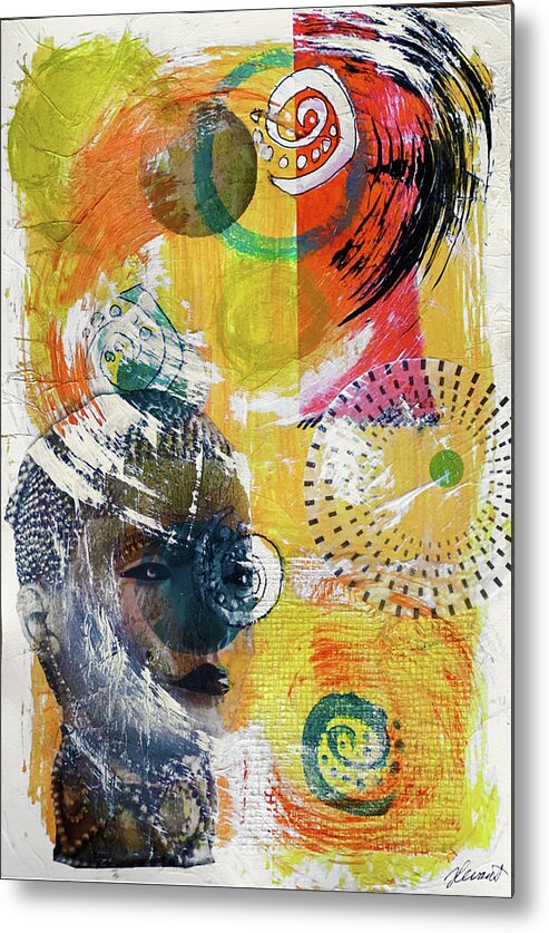 Abstract Metal Print featuring the mixed media Something About Round Things by Jessica Levant