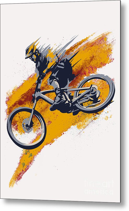 Mountain Bike Art Metal Print featuring the painting Stay Wild Mtb by Sassan Filsoof