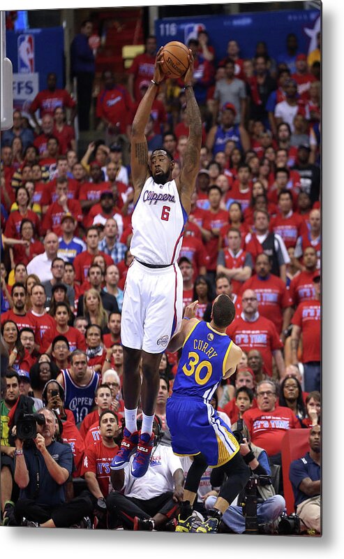 Playoffs Metal Print featuring the photograph Stephen Curry and Deandre Jordan by Stephen Dunn