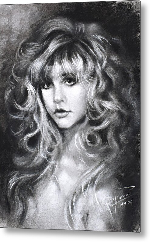 Stevie Nicks Metal Print featuring the drawing Stevie Nicks by Ylli Haruni