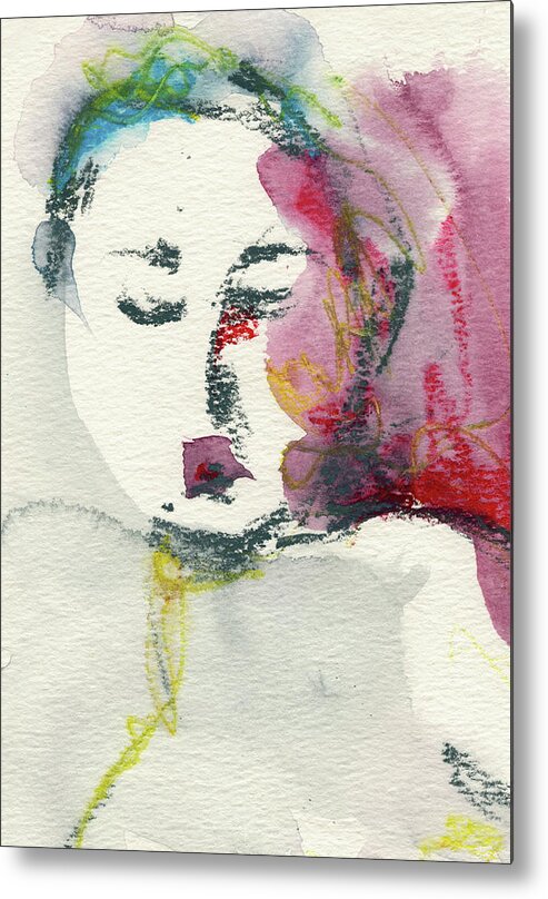 Abstract Nude Watercolour Metal Print featuring the painting Studio Nude I Detail by Roxanne Dyer
