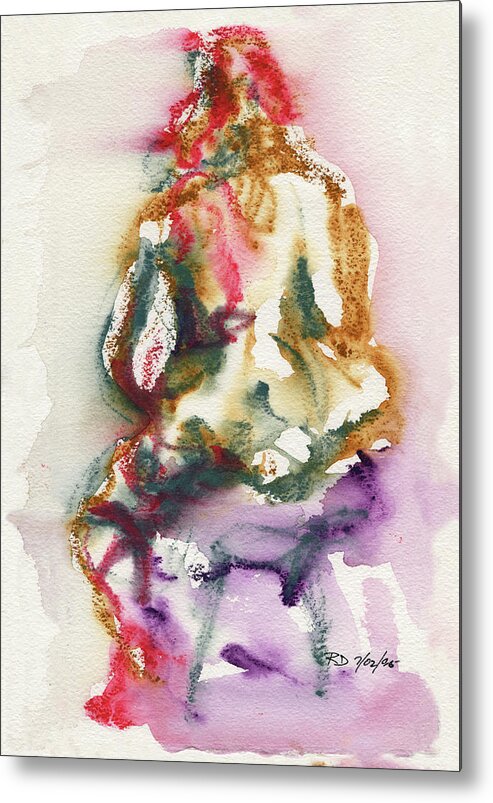 Abstract Nude Watercolour Metal Print featuring the painting Studio Nude III by Roxanne Dyer