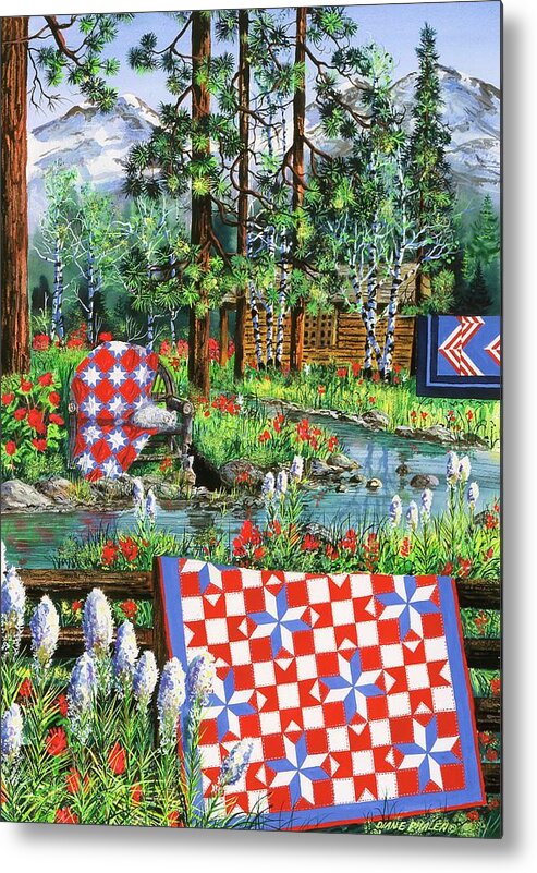 Log Cabin Metal Print featuring the painting Summer Dream by Diane Phalen