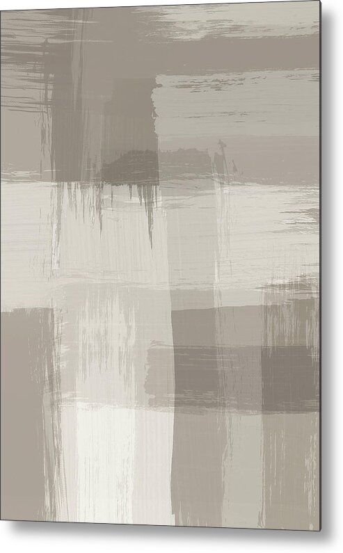 Abstract Metal Print featuring the painting Surfaces 12B - Neutral Sand and Beige Brush Stroke Abstract by Menega Sabidussi
