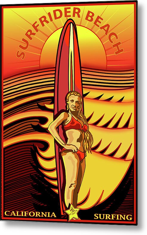  Surfrider Metal Print featuring the digital art Surfrider Beach Malibu by Larry Butterworth