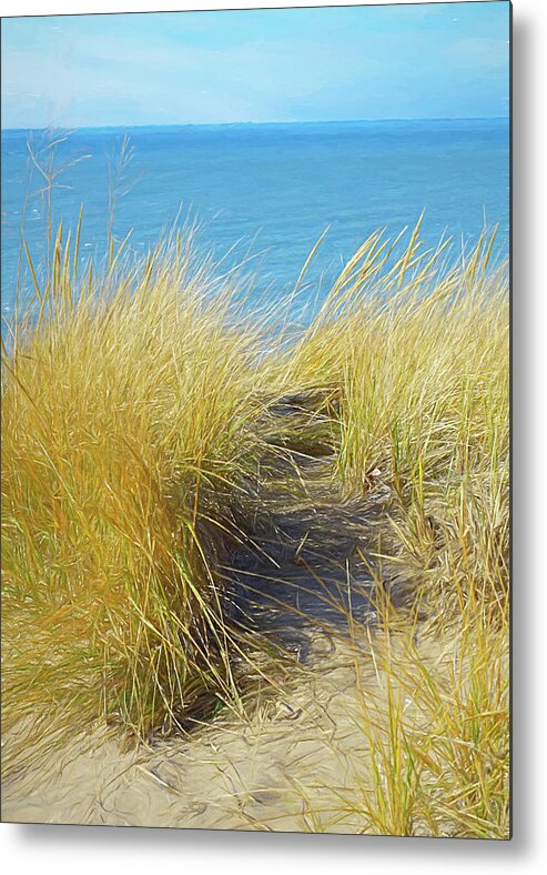 Oval Beach Metal Print featuring the photograph Sweeping, Golden and Bright by Kathi Mirto