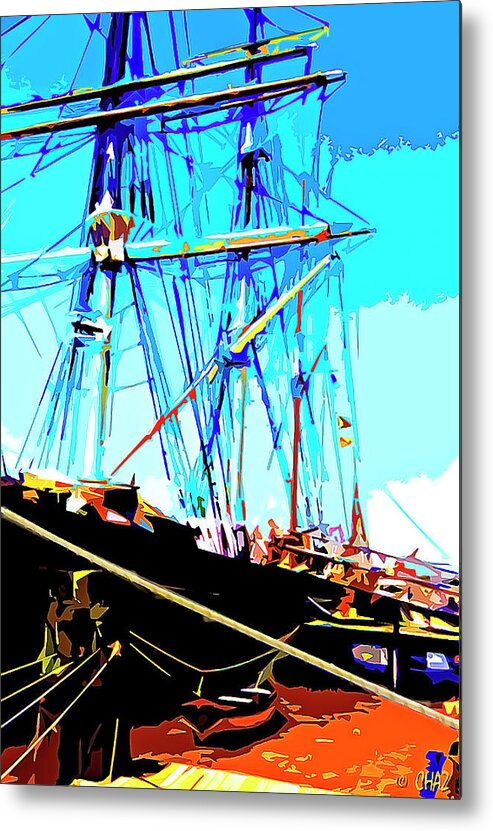 Boats Metal Print featuring the painting Tall Ship At Dock by CHAZ Daugherty
