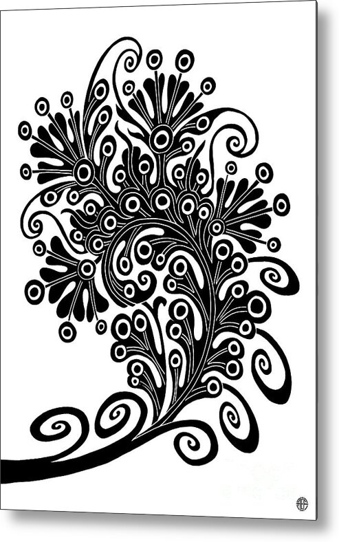 Flower Metal Print featuring the drawing Tapestry Flower Ink 5 by Amy E Fraser
