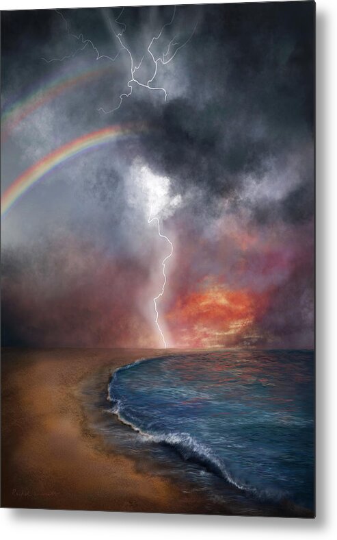 Rainbow Metal Print featuring the digital art The Chaos and the Calm by Rachel Emmett