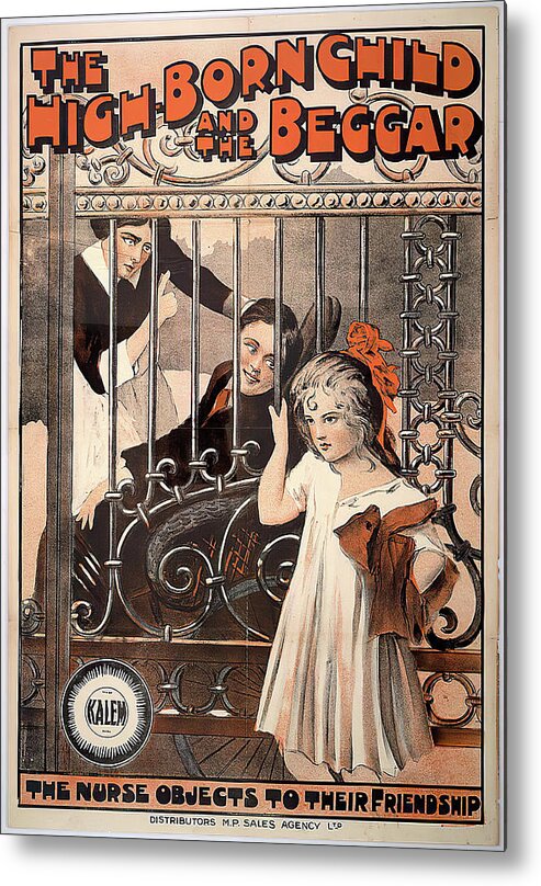 High Metal Print featuring the mixed media ''The High-born Child and the Beggar'', 1913 by Movie World Posters