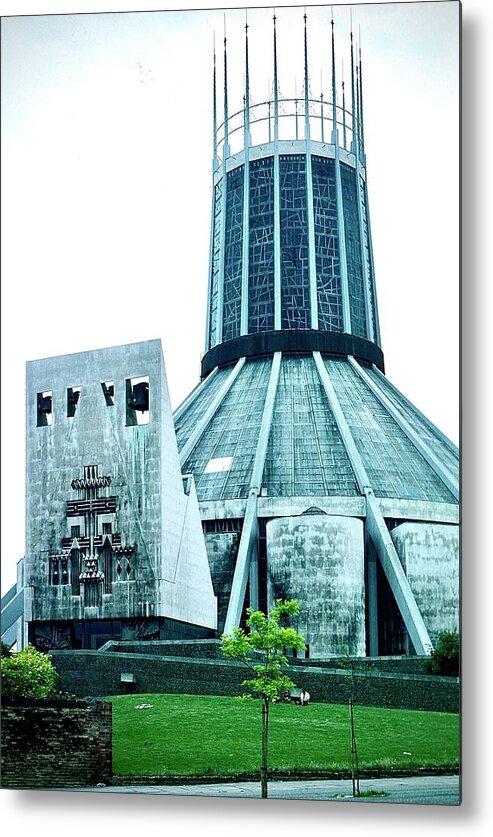 Metropolitan Metal Print featuring the photograph The Metropolitan Cathedral Liverpool 1979 by Gordon James