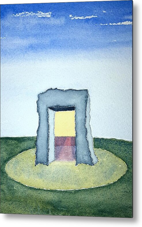 Watercolor Metal Print featuring the painting The Portal by John Klobucher
