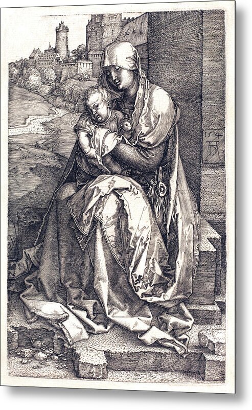 Virgin Metal Print featuring the drawing The Virgin and Child by Long Shot