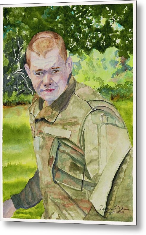 Soldier Metal Print featuring the painting The Win by Barbara F Johnson