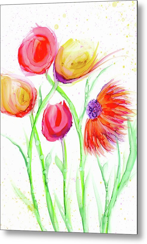 Flower Metal Print featuring the painting Togetherness by Kimberly Deene Langlois