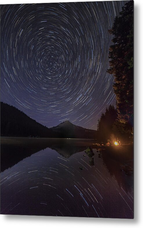 Trillium Lake Metal Print featuring the photograph Trillium Lake Star Trails Re Edit by Joe Kopp