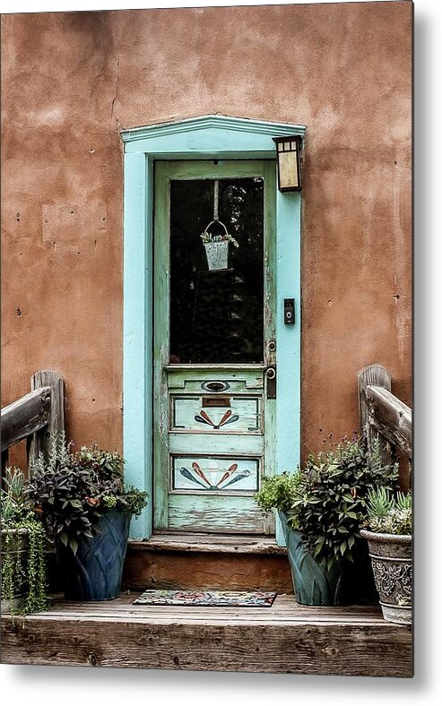 Turquoise Door Metal Print featuring the photograph Turquoise Door by Mary Pille