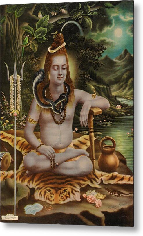 Siva Metal Print featuring the painting Umapati Shankar by Narottam Narayan Sharma