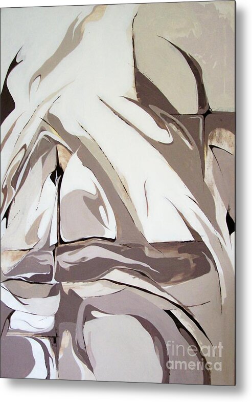 Abstract Metal Print featuring the painting Untitled I by Linda Frank