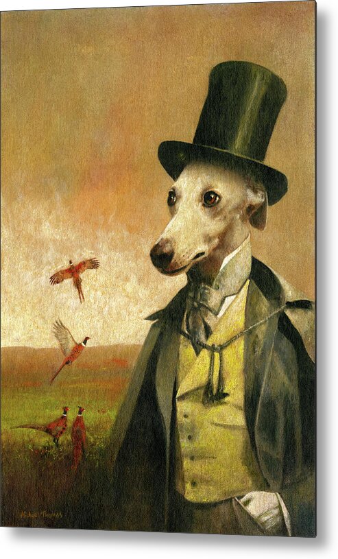 Whippet Metal Print featuring the painting Victorian Whippet by Michael Thomas